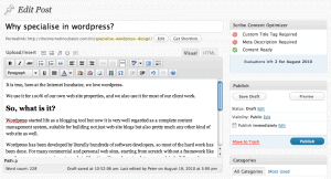 Wordpress editing screen