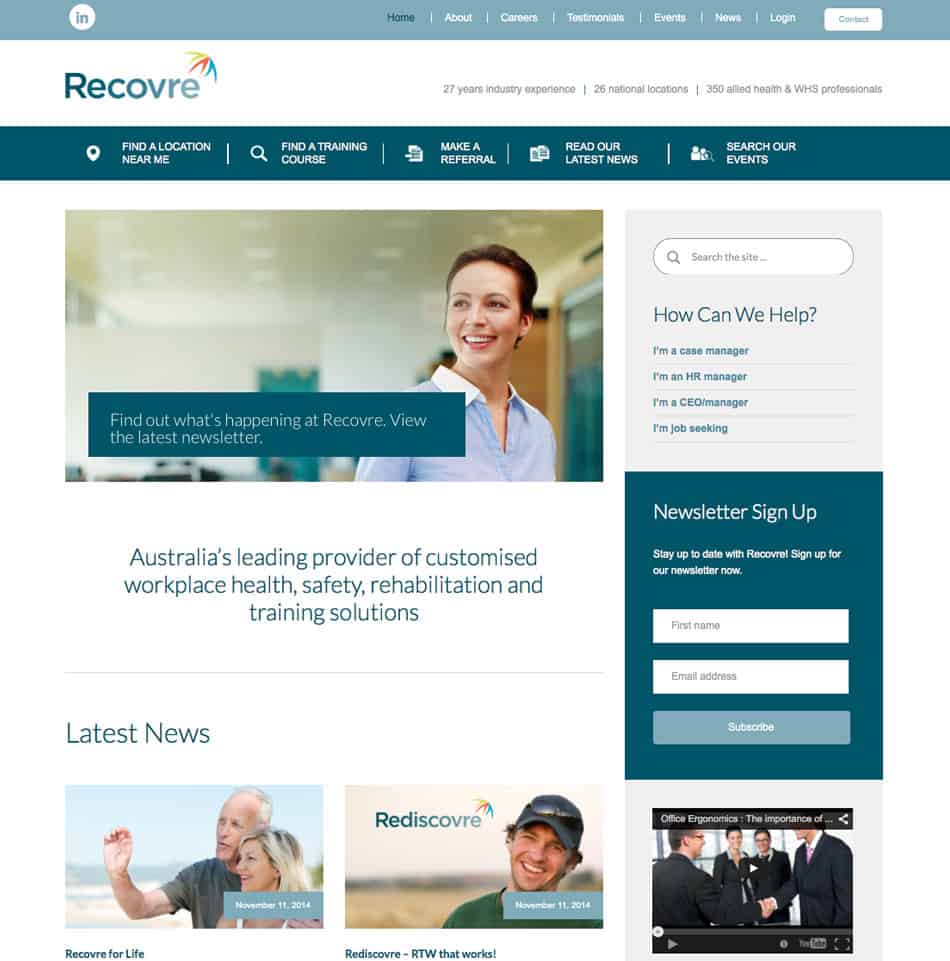 WordPress design for recovre group