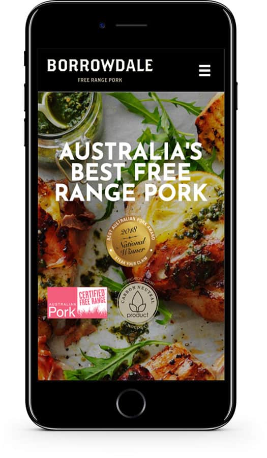 WordPress Project: Borrowdale Freerange Pork - Mobile phone view