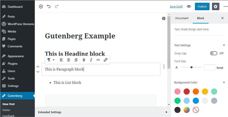 The WordPress Gutenberg Editor